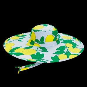 BAGGU Lemon Print Wide Brim Hat - Yellow and Green